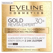 Eveline cosmetics Gold Revita Expert Wygładzający krem-serum z 24K złotem, na dzień i na noc, 30+