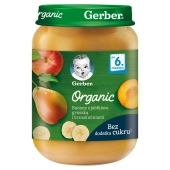 Gerber Organic Banany z jabłkiem gruszką i brzoskwiniami dla niemowląt po 6. miesiącu 190 g