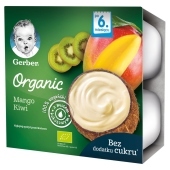 Gerber Organic Deserek mango kiwi dla niemowląt po 6. miesiącu 360 g (4 x 90 g)
