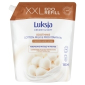Luksja Creamy & Soft Kremowe mydło w płynie łagodzące mleczko bawełniane i prowitamina B5 1500 ml