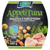 Łosoś Ustka AppetiTuna Sałatka z tuńczykiem i warzywami w oliwie z oliwek 160 g