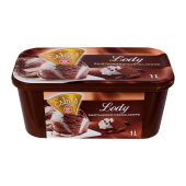 WM lody o smaku śmietankowo-czekoladowym z sosem o smaku czekoladowym 16 %, posypane wiórkami czekoladowymi 900 ml