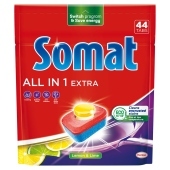 Somat All in 1 Extra Lemon & Lime Tabletki do mycia naczyń w zmywarkach 730,4 g (44 sztuki)