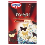 Dr. Oetker Dekoracje z czekolady mlecznej i białej motylki 28 g (12 sztuk)