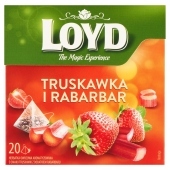 Loyd Herbatka owocowa aromatyzowana o smaku truskawki z dodatkiem rabarbaru 40 g (20 x 2 g)