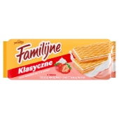 Familijne Klasyczne wafle o smaku truskawkowo-śmietankowym 180 g