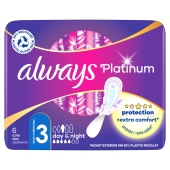 Always Platinum Day & Night (rozmiar 3) – Podpaski ze skrzydełkami – 6 sztuk
