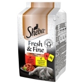 Sheba Fresh & Fine w sosie Karma pełnoporcjowa kolekcja soczystych smaków 300 g (6 x 50 g)