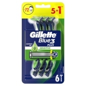 Gillette Blue3 Sensitive Jednorazowa maszynka do golenia dla mężczyzn, 6 sztuk