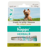 Happs Herbal Krople na pchły i kleszcze dla małych psów 4 x 1 ml
