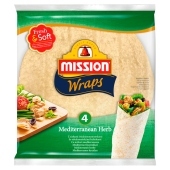 Mission Wraps Tortille z mąki pszennej z ziołami śródziemnomorskimi 245 g (4 sztuki)