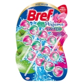 Bref WC Perfume Switch Zawieszka myjąco-zapachowa do muszli WC zielone jabłko-lilia wodna 3 x 50 g