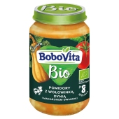 BoboVita Bio Wołowinka w pomidorach z dynią i makaronem gwiazdki po 8 miesiącu 190 g