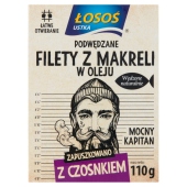 Łosoś Ustka Podwędzane filety z makreli w oleju z czosnkiem 110 g