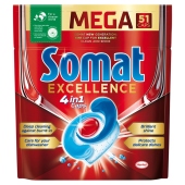 Somat Excellence 4 in 1 Caps Kapsułki do mycia naczyń w zmywarkach 882,3 g (51 x 17,3 g)