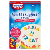 Dr. Oetker Literki i cyferki o smaku białej czekolady 38 g (94 sztuki)