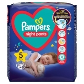 Pampers Night Pants Pieluchomajtki rozmiar 5, 22 pieluszek, 12kg-17kg
