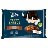 Felix Tasty Shreds Karma dla dorosłych kotów wiejskie smaki w sosie 320 g (4 x 80 g)