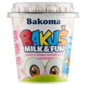 Bakoma Bakuś Milk & Fun Jogurt o smaku waniliowym z piankami 128 g