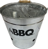 BBQ Grill turystyczny węglowy w wiaderku 26cm srebrny