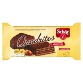 Schär Quadritos Bezglutenowe wafle o smaku kakaowym pokryte gorzką czekoladą 40 g (2 sztuki)