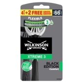 Wilkinson Sword Xtreme3 Black Edition Maszynka z 3 elastycznymi ostrzami 6 sztuk