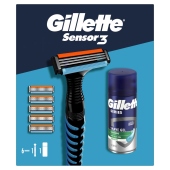 Zestaw podarunkowy Gillette: maszynka do golenia Sensor3, 5 ostrzy wymiennych, mini żel Series