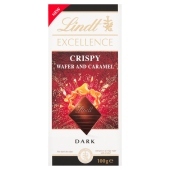 Lindt Excellence Gorzka czekolada z kawałkami kruchych wafelków i karmelu 100 g 