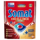 Somat Excellence Premium 5 in 1 Caps Kapsułki do mycia naczyń w zmywarkach 468 g (24 sztuki)
