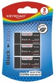 Keyroad Black Gumka ołówkowa do ścierania 3szt.