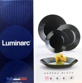 Luminarc Harena serwis obiadowy w kolorze czarnym 18 elementów